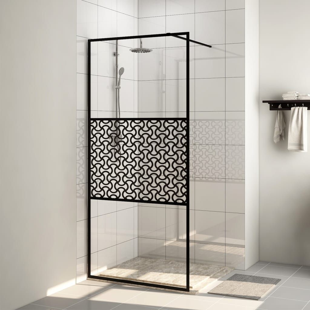 Vidaxl Walk-in sprchová zeď 100x195 cm esg-glas transparentní a černá