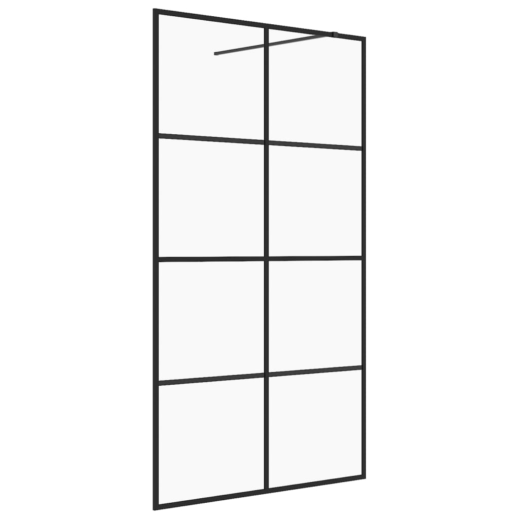 Vidaxl Walk-in shower wall 90x195 cm ESG-Glas Transparent and Black