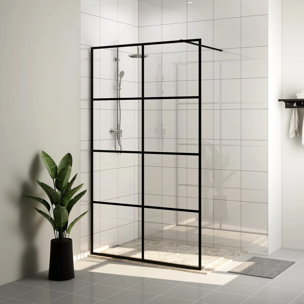 Vidaxl Walk-in shower wall 90x195 cm ESG-Glas Transparent and Black