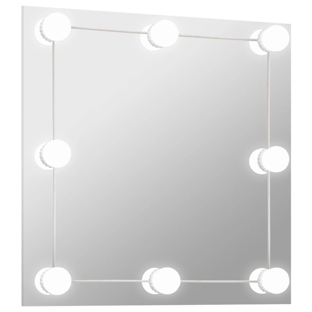 Vidaxl Wand Spigel mat LED Luuchten Quadrat Glas