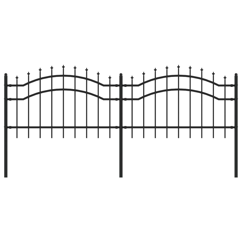 Vidaxl Garden Fence con puntos de pila 115 cm de polvo de acero con recubrimiento negro
