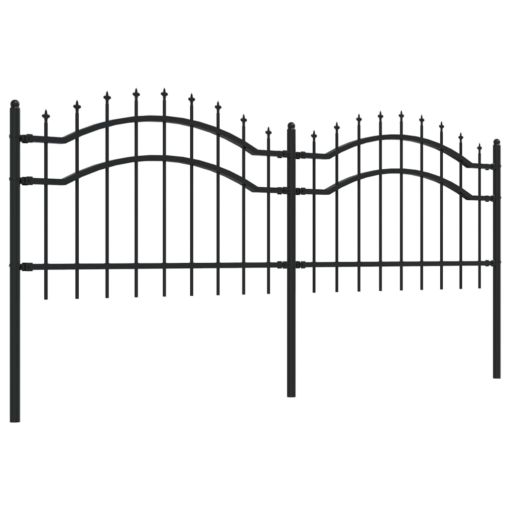 Vidaxl Garden Fence con puntos de pila 115 cm de polvo de acero con recubrimiento negro
