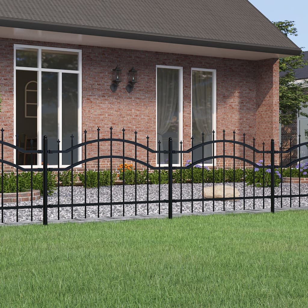 Vidaxl Garden Fence con puntos de pila 115 cm de polvo de acero con recubrimiento negro