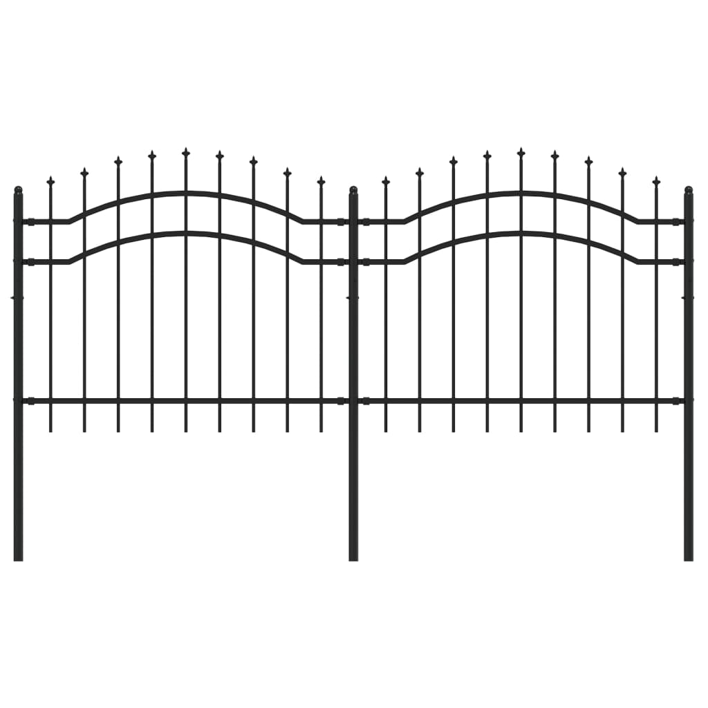 VidaXL garden fence with spile points 140 cm powder -coated steel black