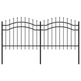 VidaXL garden fence with spile points 140 cm powder -coated steel black