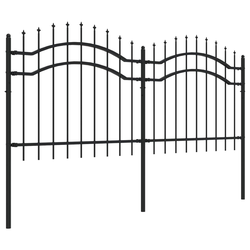 VidaXL garden fence with spile points 140 cm powder -coated steel black