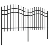VidaXL garden fence with spile points 140 cm powder -coated steel black