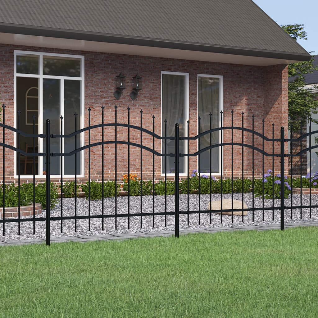 VidaXL garden fence with spile points 140 cm powder -coated steel black
