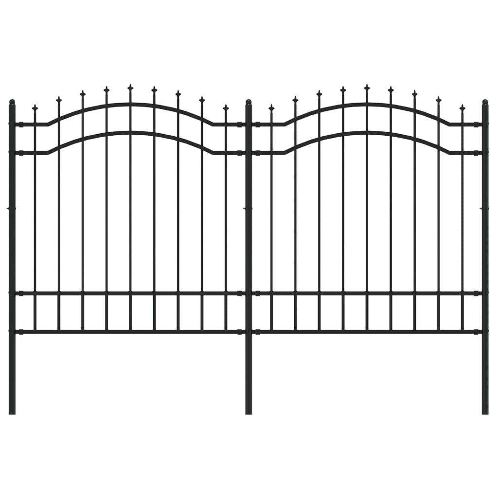 VidaXL garden fence with spile points 165 cm powder -coated steel black