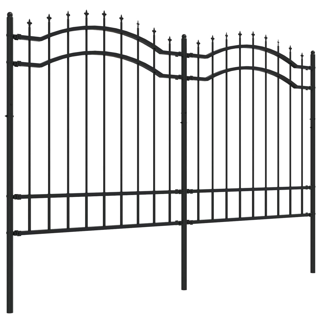 VidaXL garden fence with spile points 165 cm powder -coated steel black