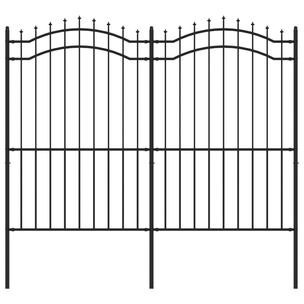 VidaXL garden fence with spile points 222 cm powder -coated steel black
