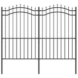 VidaXL garden fence with spile points 222 cm powder -coated steel black