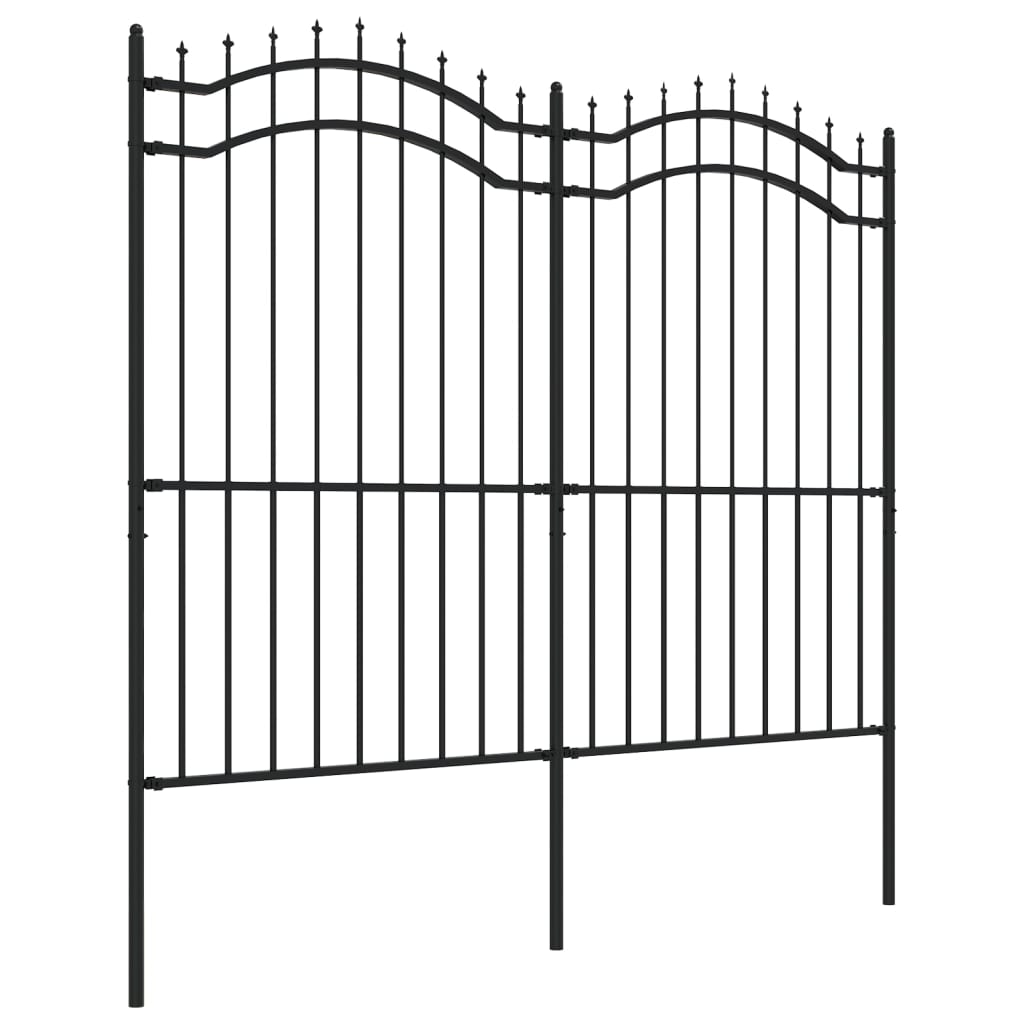 VidaXL garden fence with spile points 222 cm powder -coated steel black