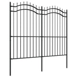 VidaXL garden fence with spile points 222 cm powder -coated steel black