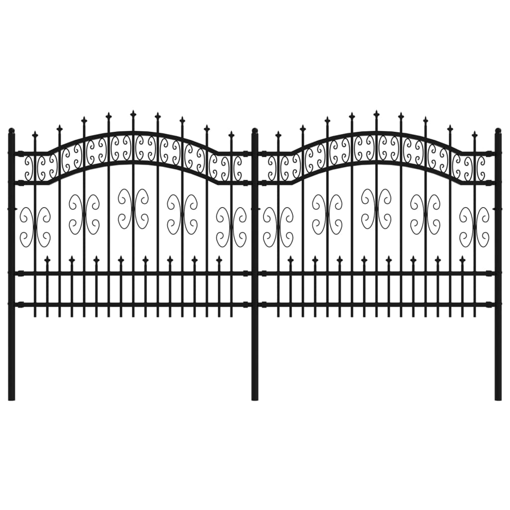 VidaXL garden fence with spile points 140 cm powder -coated steel black