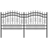 VidaXL garden fence with spile points 140 cm powder -coated steel black