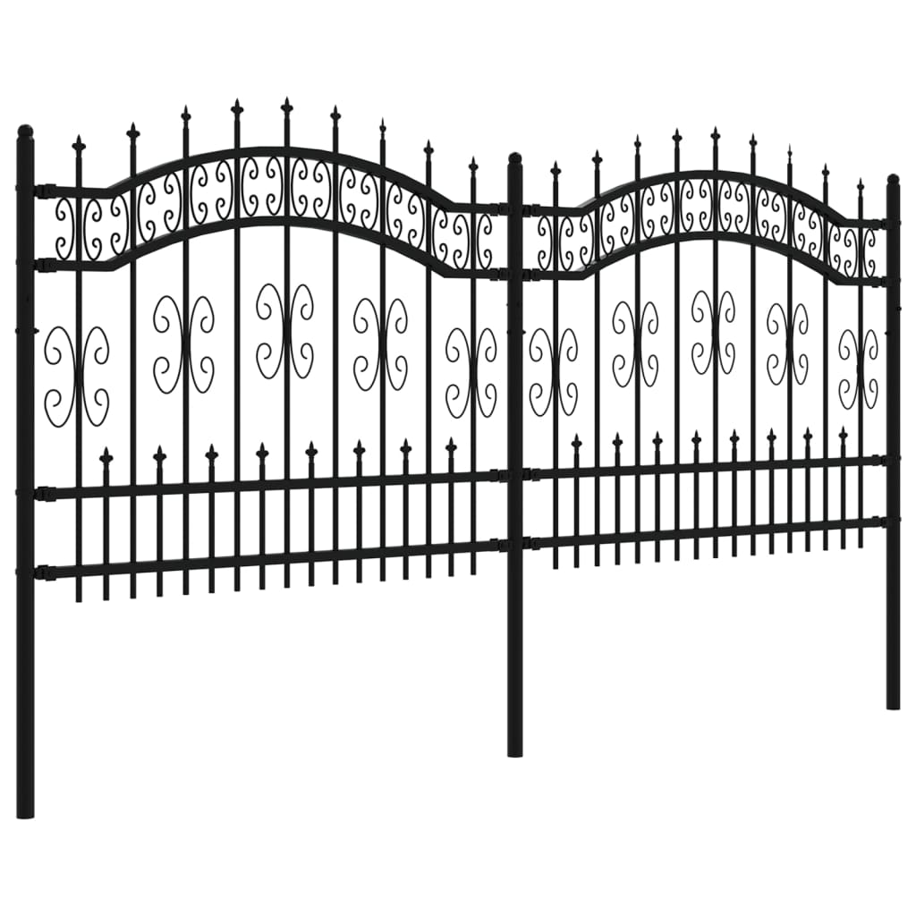 VidaXL garden fence with spile points 140 cm powder -coated steel black