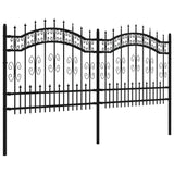 VidaXL garden fence with spile points 140 cm powder -coated steel black