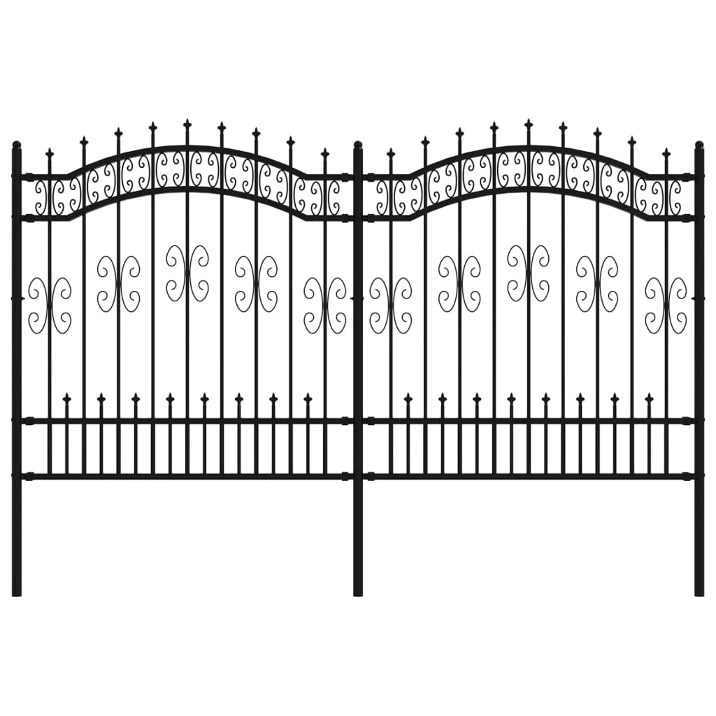 VidaXL garden fence with spile points 165 cm powder -coated steel black