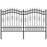 VidaXL garden fence with spile points 165 cm powder -coated steel black