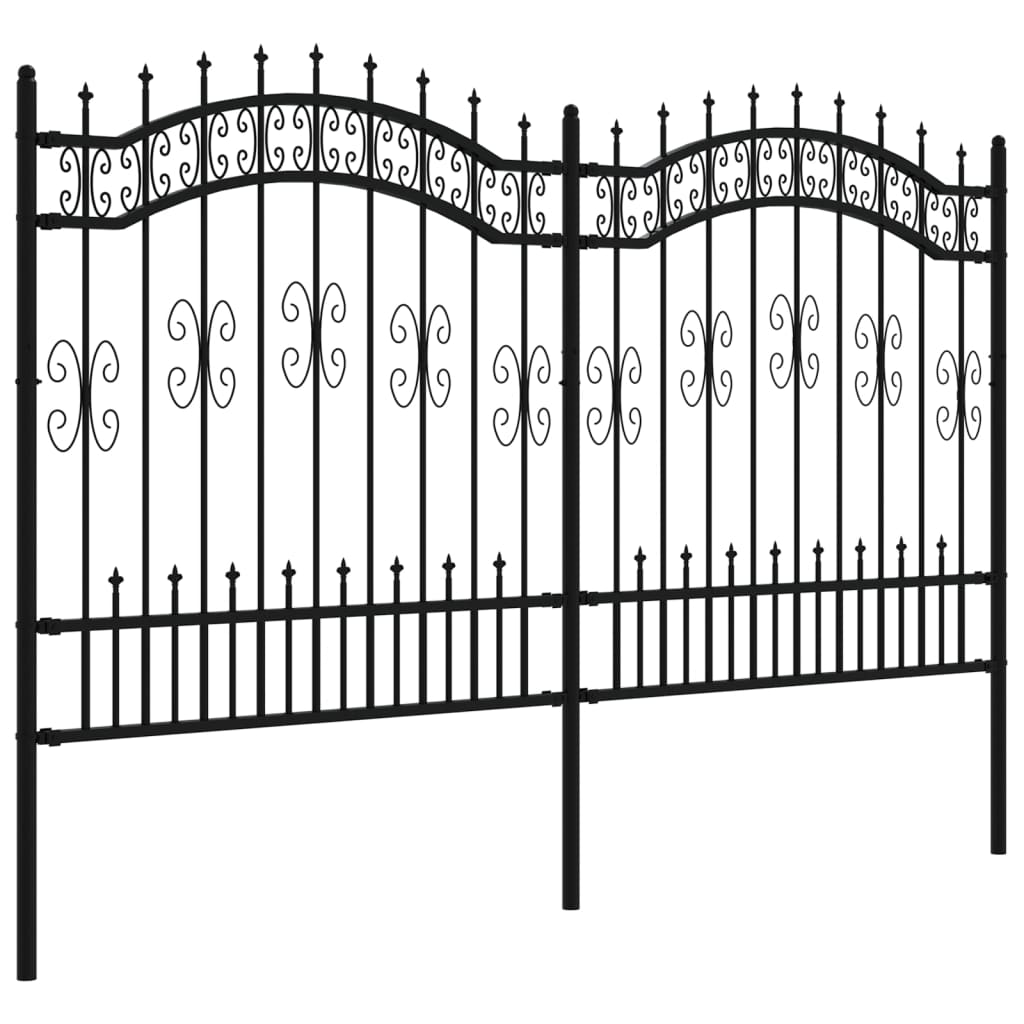 VidaXL garden fence with spile points 165 cm powder -coated steel black
