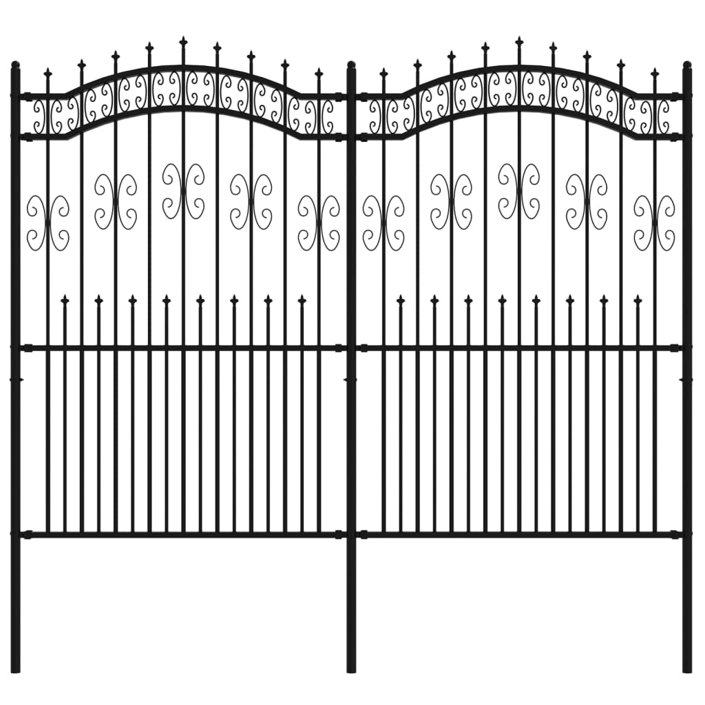 VidaXL garden fence with spile points 222 cm powder -coated steel black
