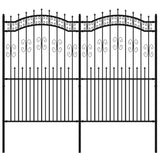 VidaXL garden fence with spile points 222 cm powder -coated steel black