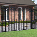 VidaXL garden fence with spile points 222 cm powder -coated steel black