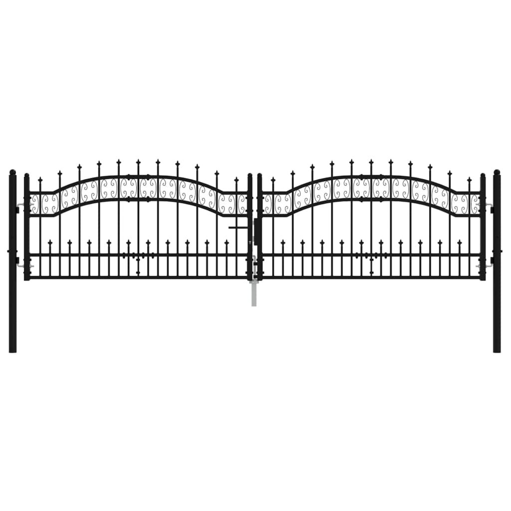 VidaXL port with pile points 305x120 cm powder -coated steel black