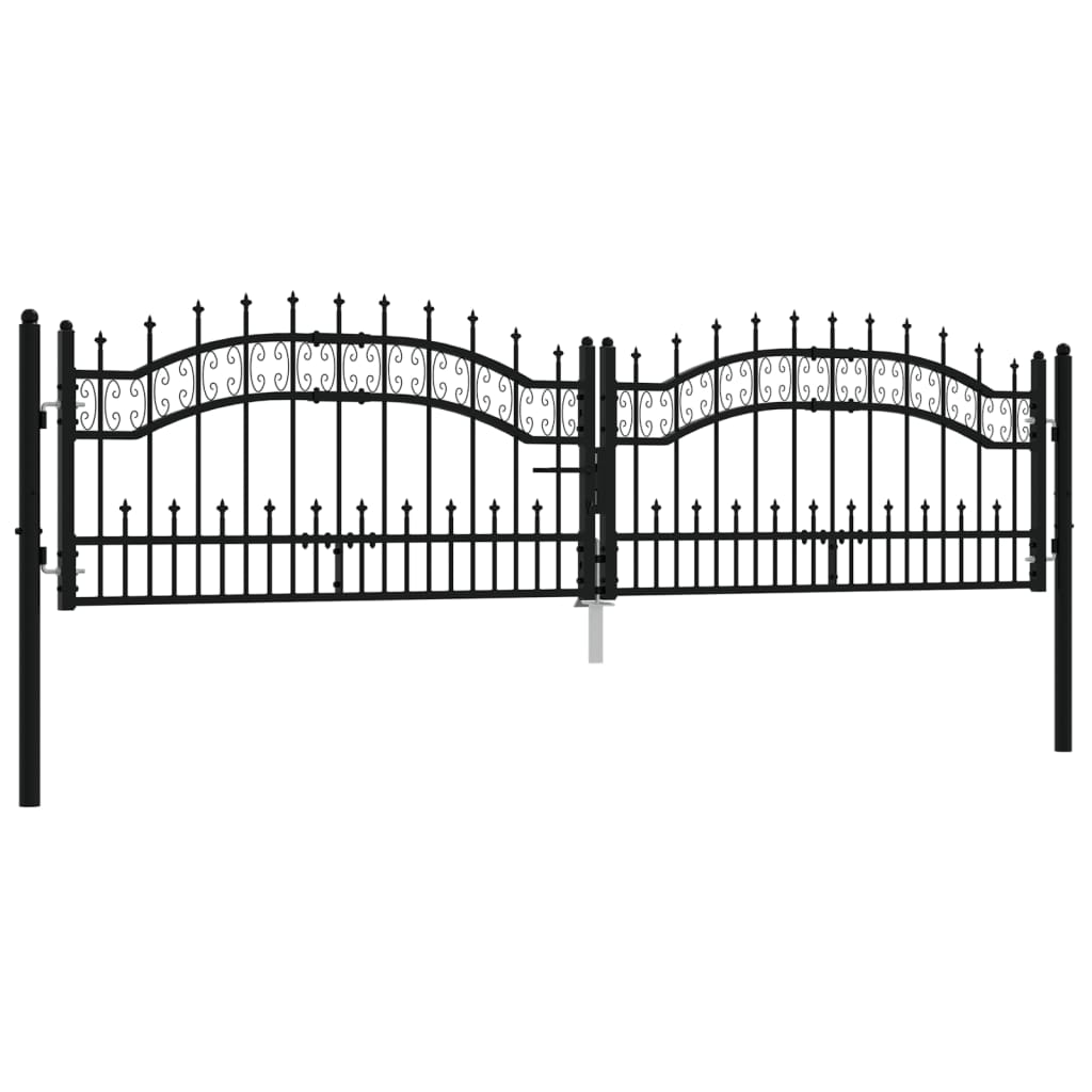 VidaXL port with pile points 305x120 cm powder -coated steel black