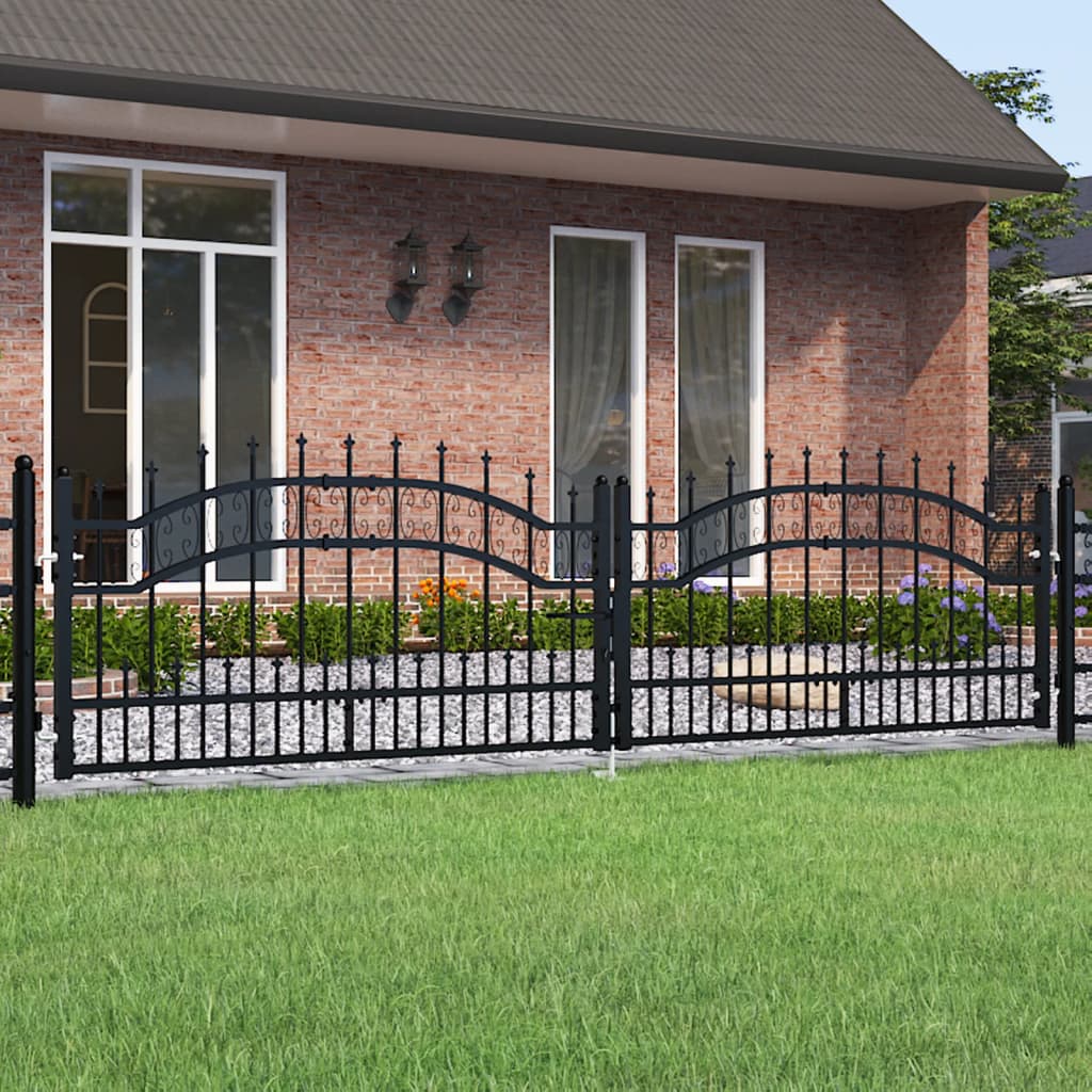 VidaXL port with pile points 305x120 cm powder -coated steel black