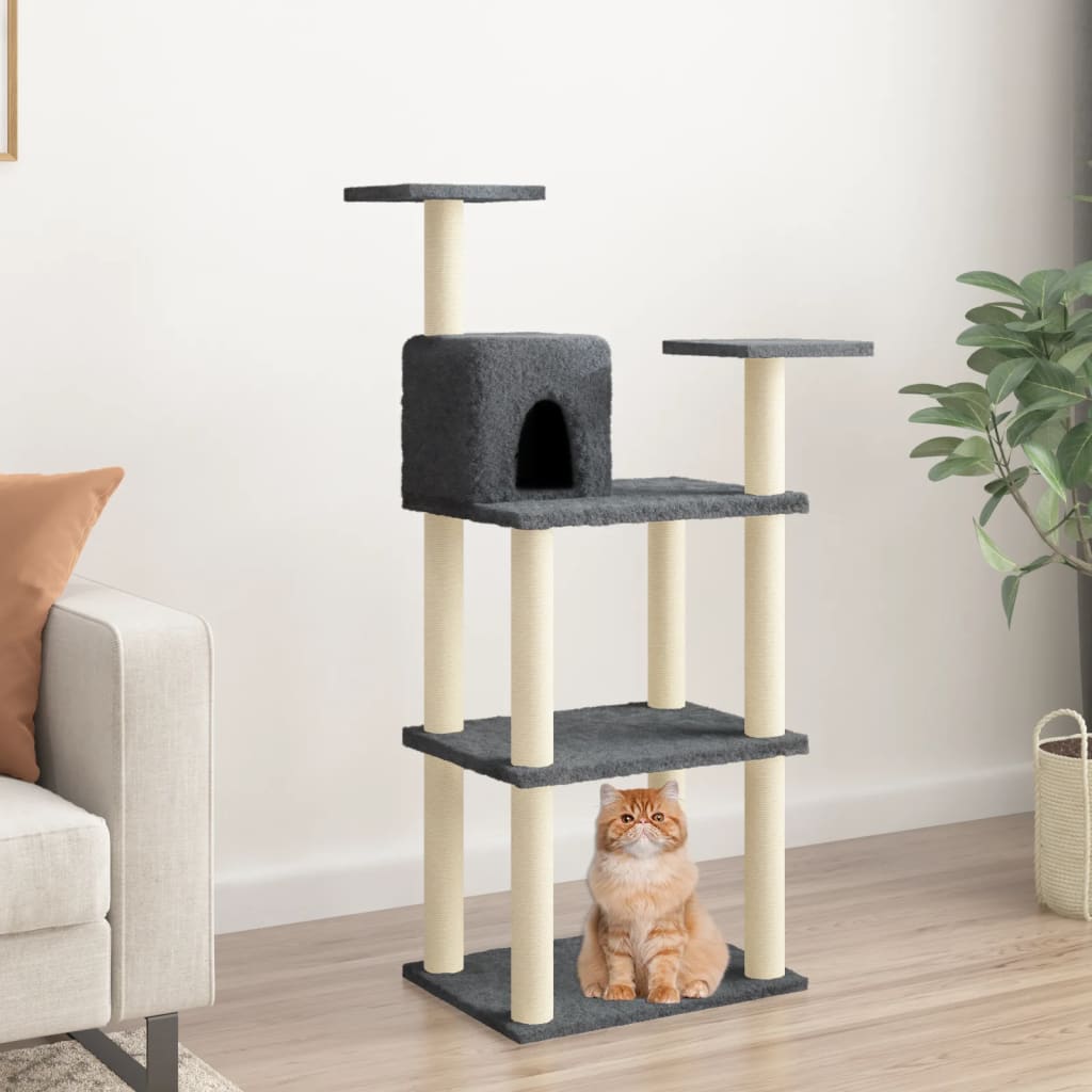 Vidaxl Cat Scratching Post med Sisal Scratching Poster 118,5 cm mörkgrå
