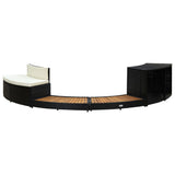 Vidaxl Spa-ombuw Poly Rattan an zolidd Acaciahout schwaarz