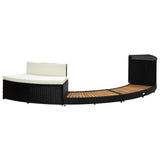 Vidaxl Spa-ombuw Poly Rattan an zolidd Acaciahout schwaarz
