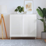 VidaXL Cabinet doors with slats 2 pcs 99.3x59.4 cm pine wood white