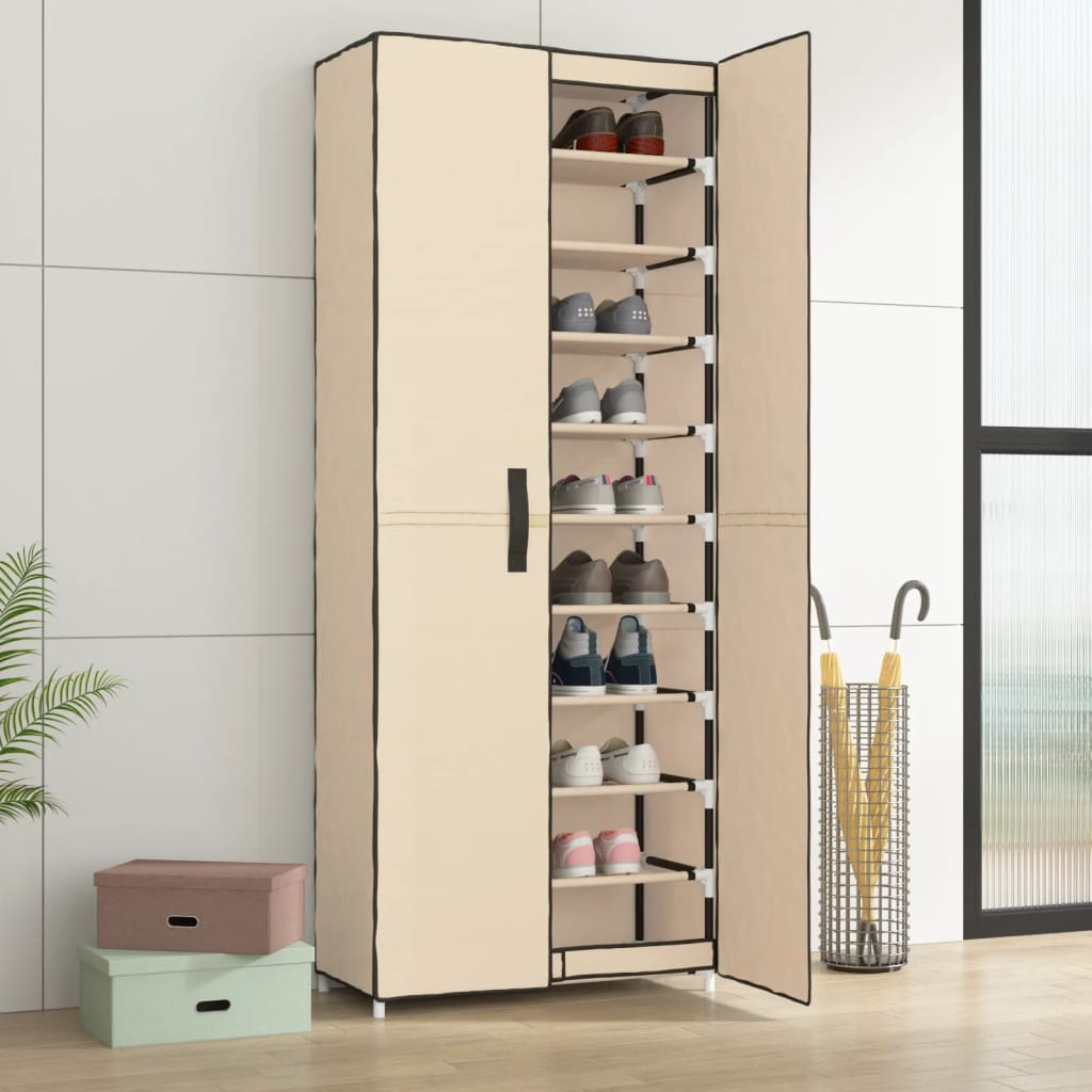 Vidaxl Scarpe Armadio 60x30x166 cm crema in tessuto