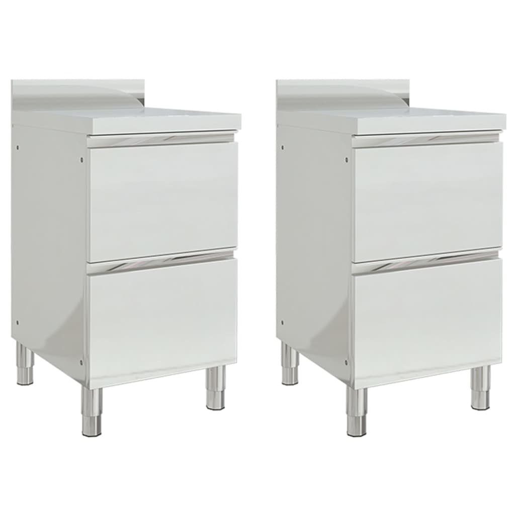 Vidaxl kitchen cabinets commercial 2 sts with 2 drawers of stainless steel