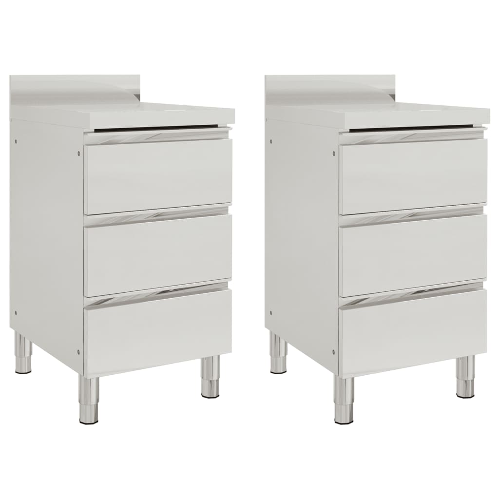 Vidaxl kitchen cabinets Commercial 2 st with 3 drawers of stainless steel