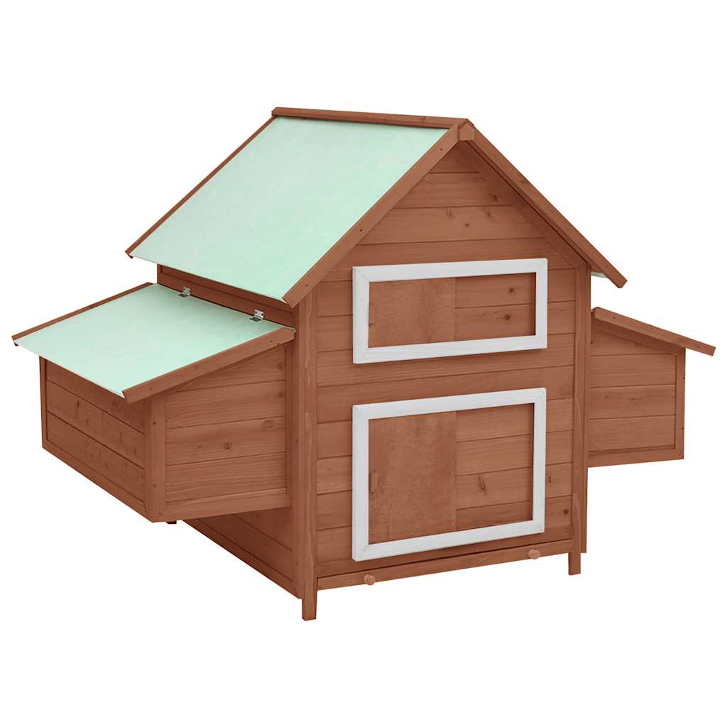 Vidaxl Chicken Coop 150x96x110 cm pevná borovice -dřevo mocha -rozložený a bílý