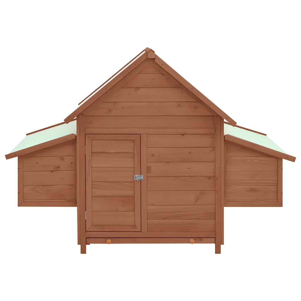 Vidaxl Chicken Coop 150x96x110 cm pevná borovice -dřevo mocha -rozložený a bílý