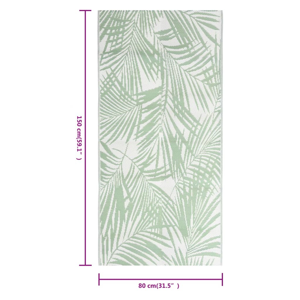 Vidaxl uden for tæppet aakil 80x150 cm polypropen grøn