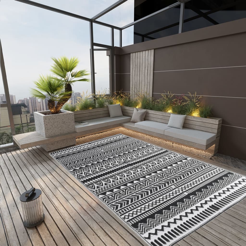 Vidaxl outside rug Arakil 190x290 cm Polypropene black