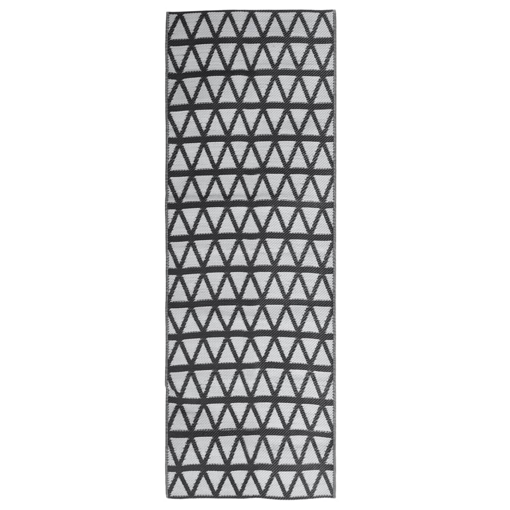 Vidaxl afuera de la alfombra Aakil 80x250 cm Polypropene Negro