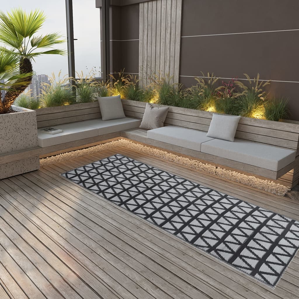 Vidaxl afuera de la alfombra Aakil 80x250 cm Polypropene Negro