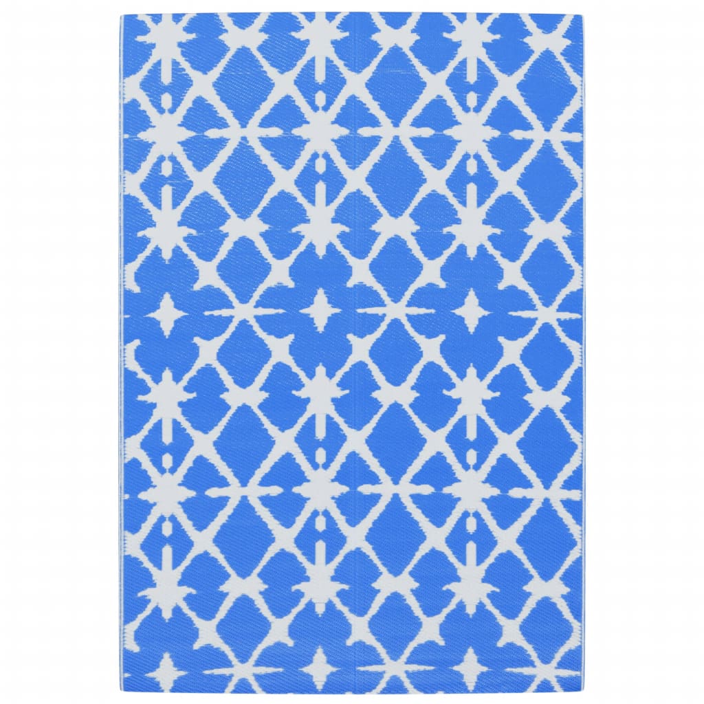 Vidaxl à l'extérieur du tapis Arakil 140x200 cm en polypropène bleu et blanc
