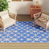 Vidaxl à l'extérieur du tapis Arakil 140x200 cm en polypropène bleu et blanc