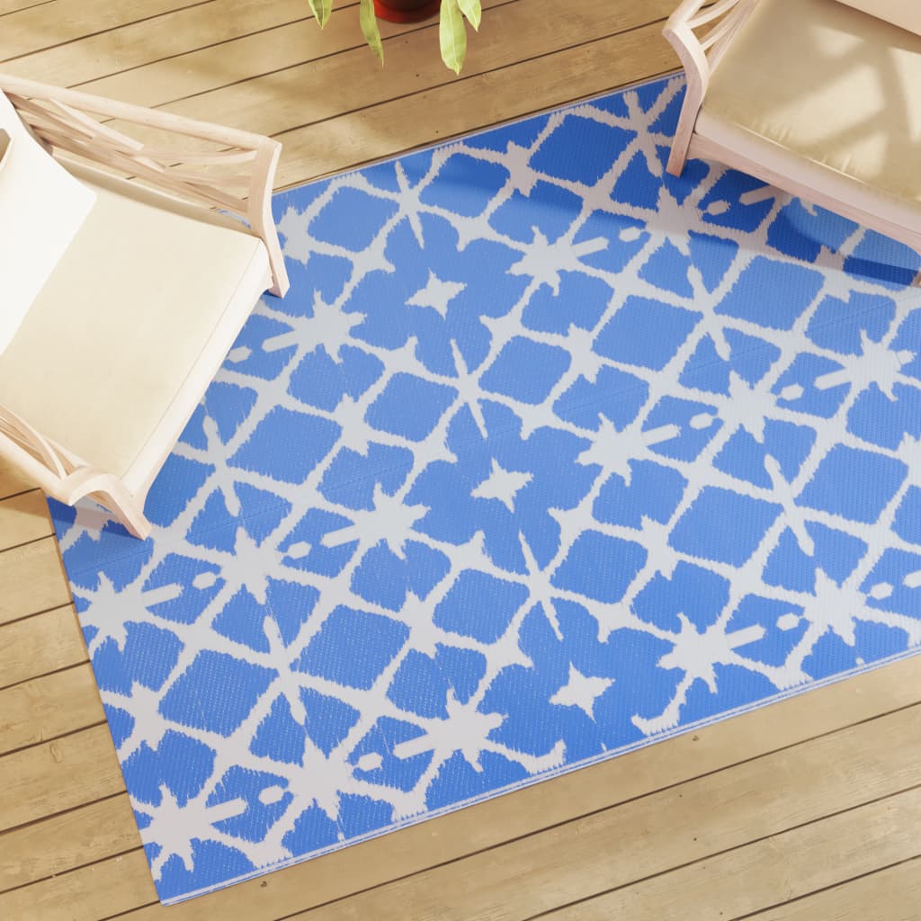 Vidaxl à l'extérieur du tapis Arakil 140x200 cm en polypropène bleu et blanc