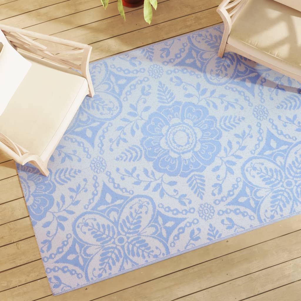 Vidaxl ausserhalb vun Rug Arakil 140x200 cm Polypropen Puppelchen blo