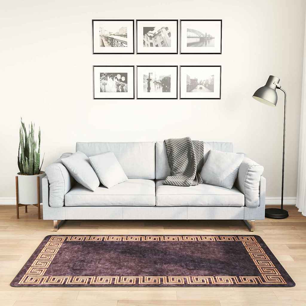 Vidaxl-mattan tvättbar antislip 80x150 cm svart och guldfärgad
