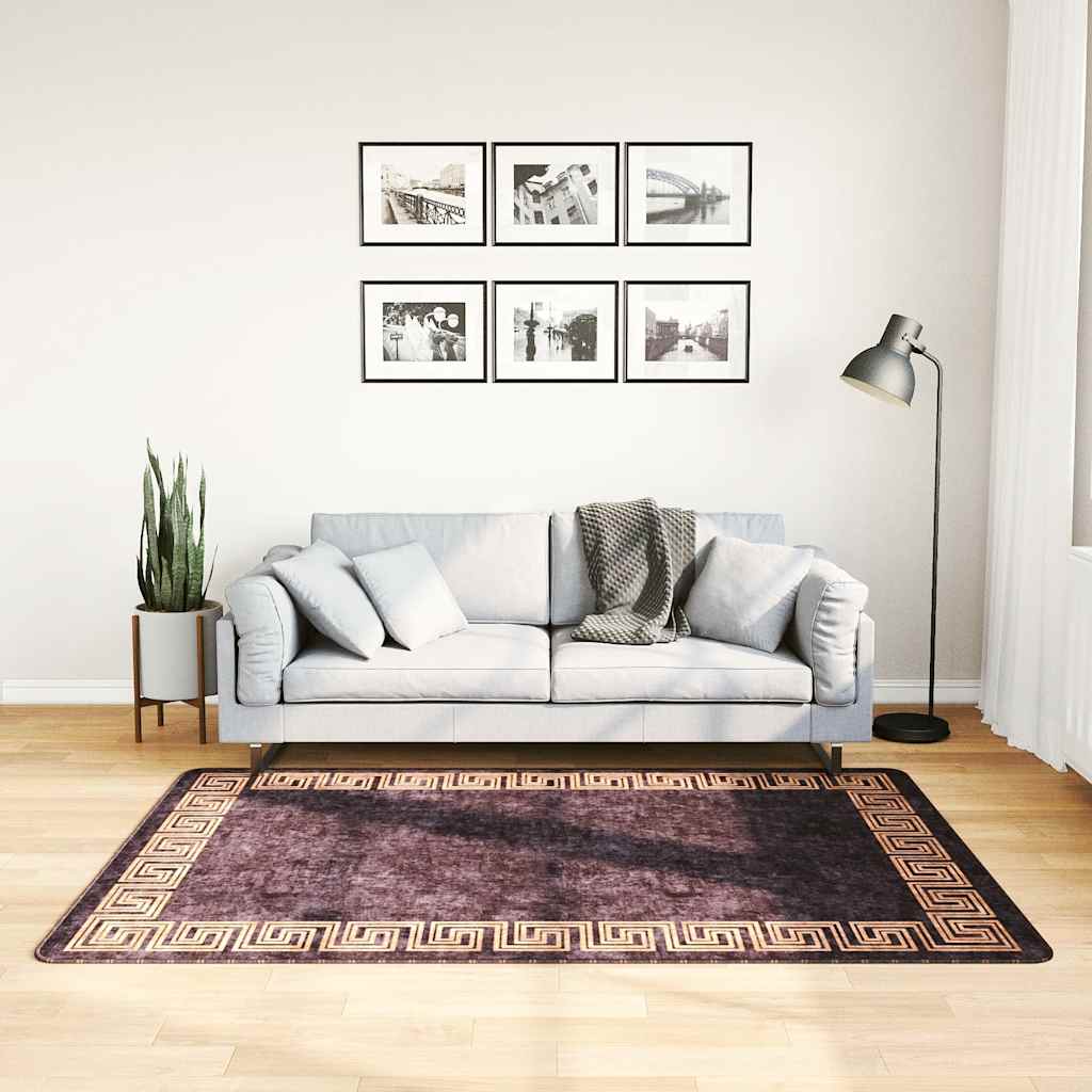 Vidaxl koberec omývatelný anti-skluz 120x180 cm černé a zlaté barvy